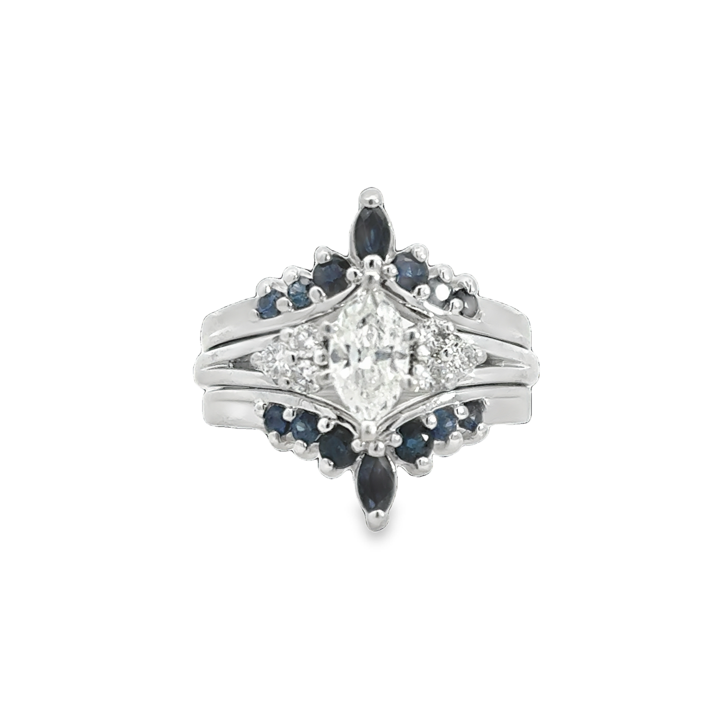 Kirkland Jewelry Estate | Platinum and White Gold Diamond Sapphire Ring Set