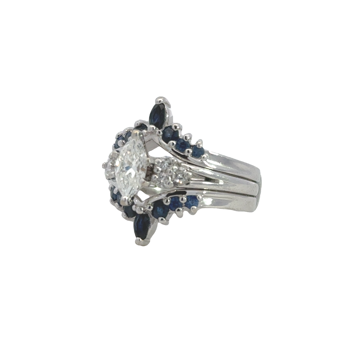 Kirkland Jewelry Estate | Platinum and White Gold Diamond Sapphire Ring Set