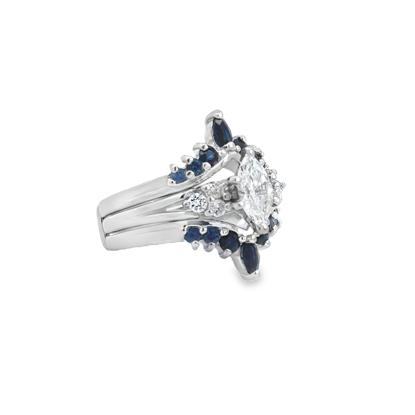 Kirkland Jewelry Estate | Platinum and White Gold Diamond Sapphire Ring Set