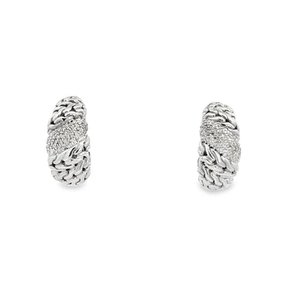 Kirkland Jewelry Estate | Sterling Silver Diamond Hoop Earrings