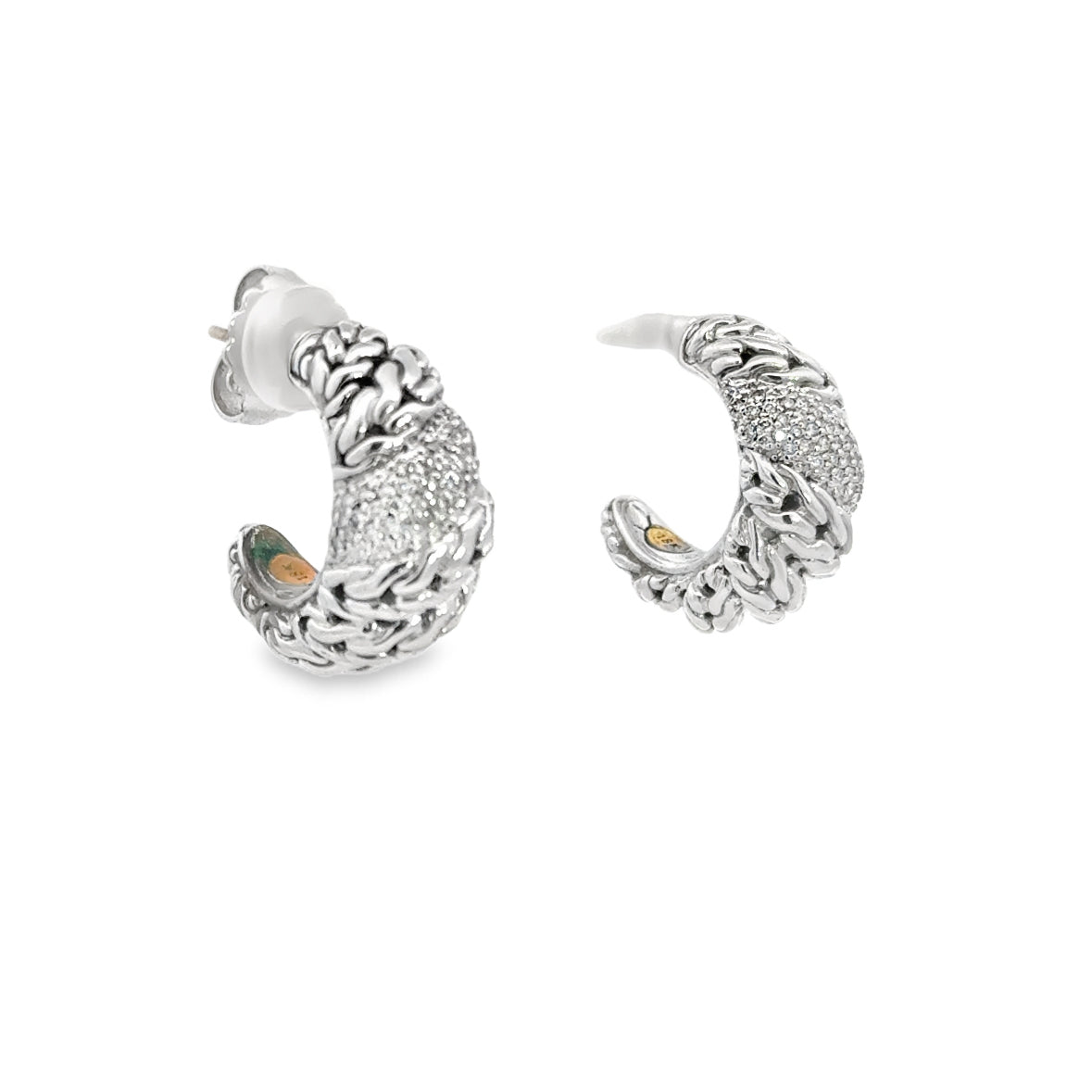 Kirkland Jewelry Estate | Sterling Silver Diamond Hoop Earrings