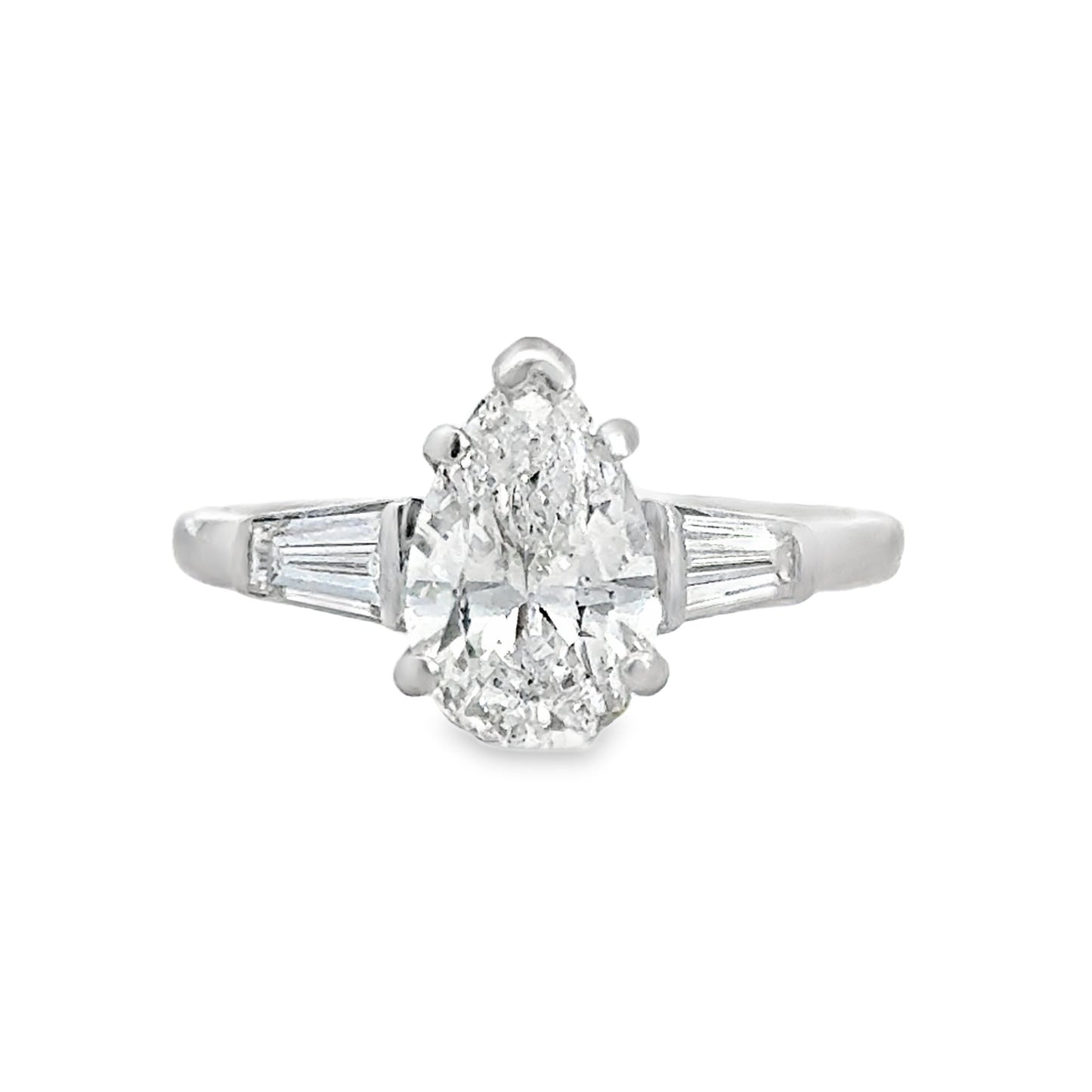 Kirkland Jewelry Estate | 14K White Gold Pear and Tapered Baguette Diamond Ring