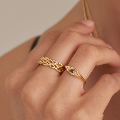 Ania Haie | Gold Lapis Evil Eye Adjustable Ring