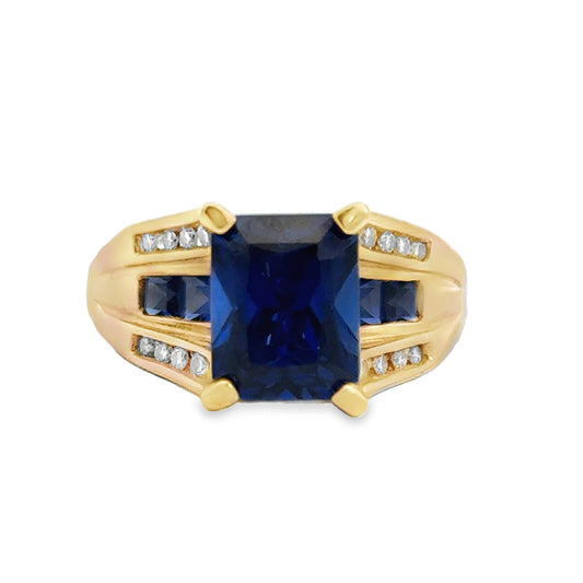 Kirkland Jewelry Estate | 10K Yellow Gold Synthetic Blue Sapphire Ring
