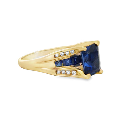 Kirkland Jewelry Estate | 10K Yellow Gold Synthetic Blue Sapphire Ring