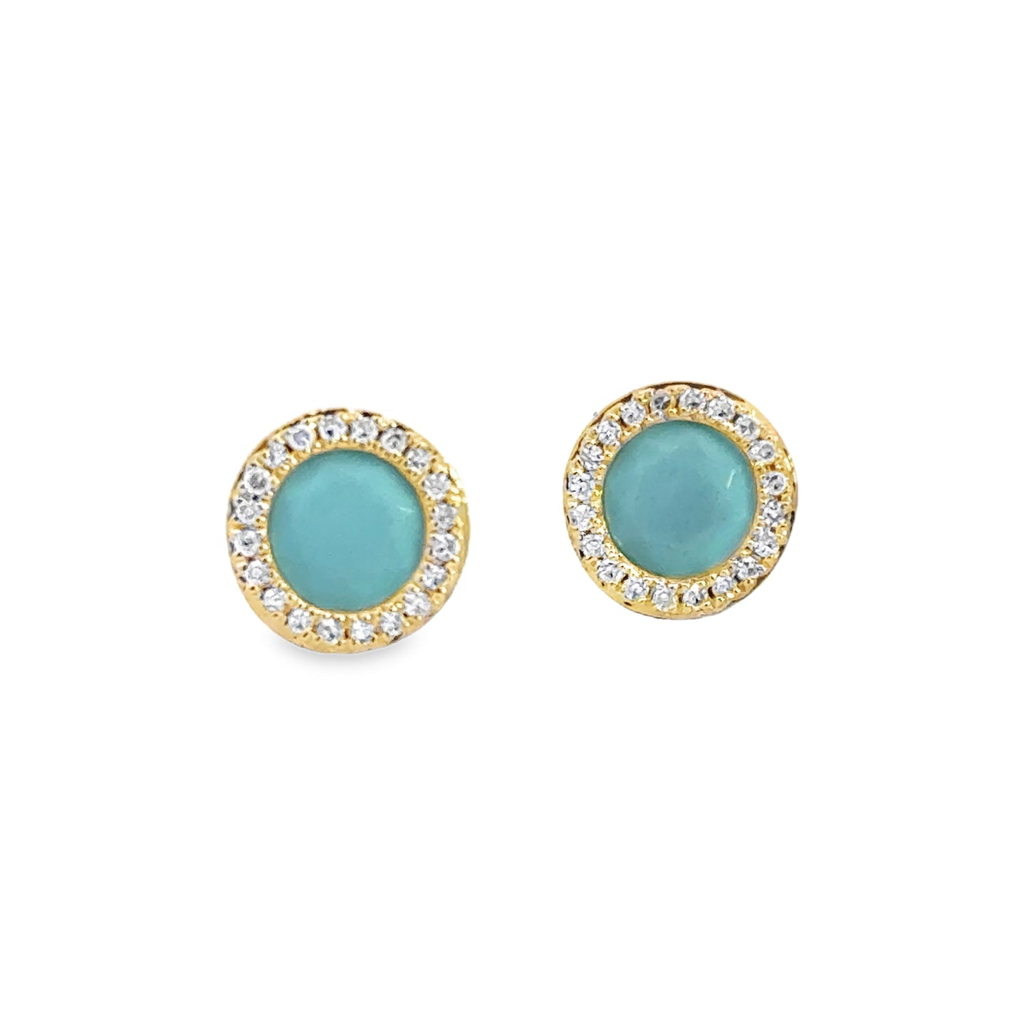 Kirkland Jewelry Estate | Yellow Gold Diamond Turquoise Earrings