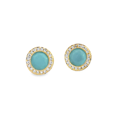 Kirkland Jewelry Estate | Yellow Gold Diamond Turquoise Earrings