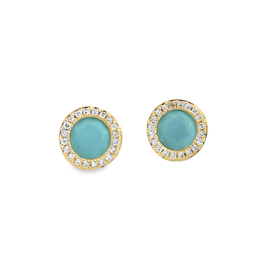 Kirkland Jewelry Estate | Yellow Gold Diamond Turquoise Earrings