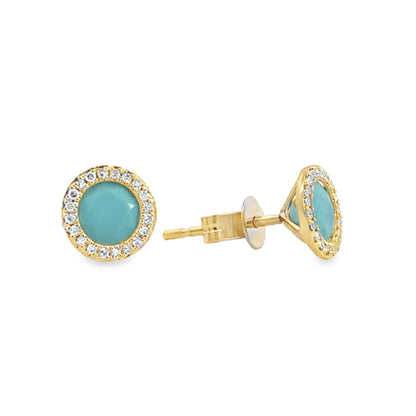 Kirkland Jewelry Estate | Yellow Gold Diamond Turquoise Earrings