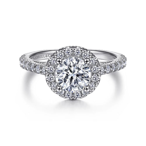 Gabriel & Co | Rachel - 14K White Gold Round Halo Diamond Engagement Ring