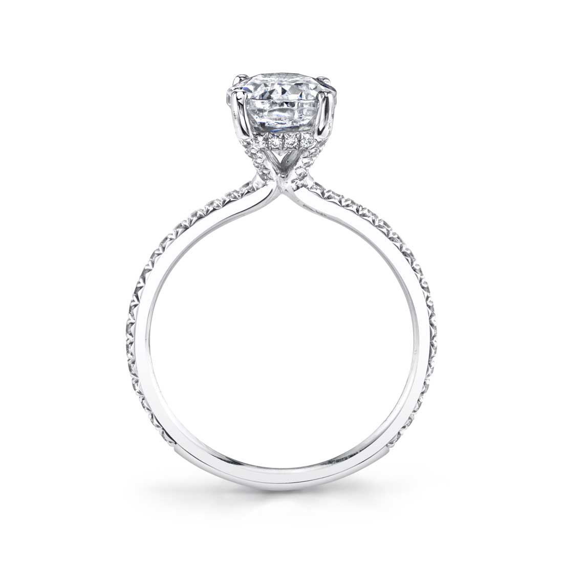 14K White Gold Oval Cut Hidden Halo Engagement Ring