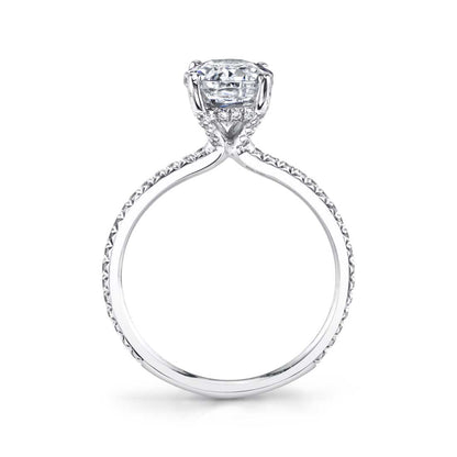 14K White Gold Oval Cut Hidden Halo Engagement Ring