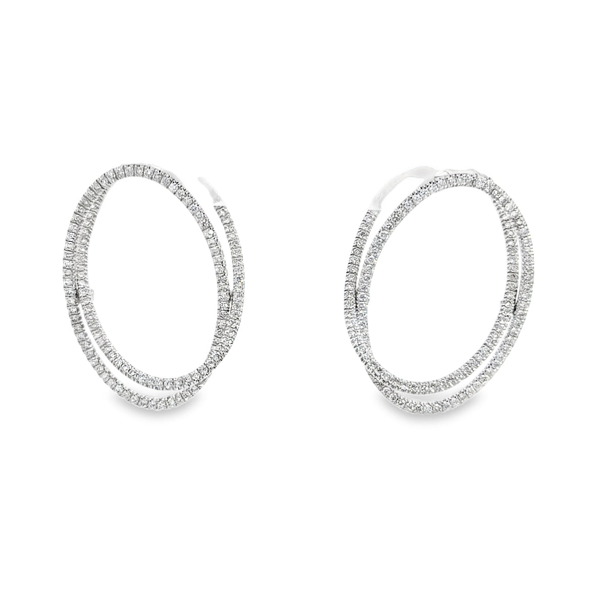 Kirkland Jewelry Estate | 14K White Gold Twisted Diamond Hoop Earrings