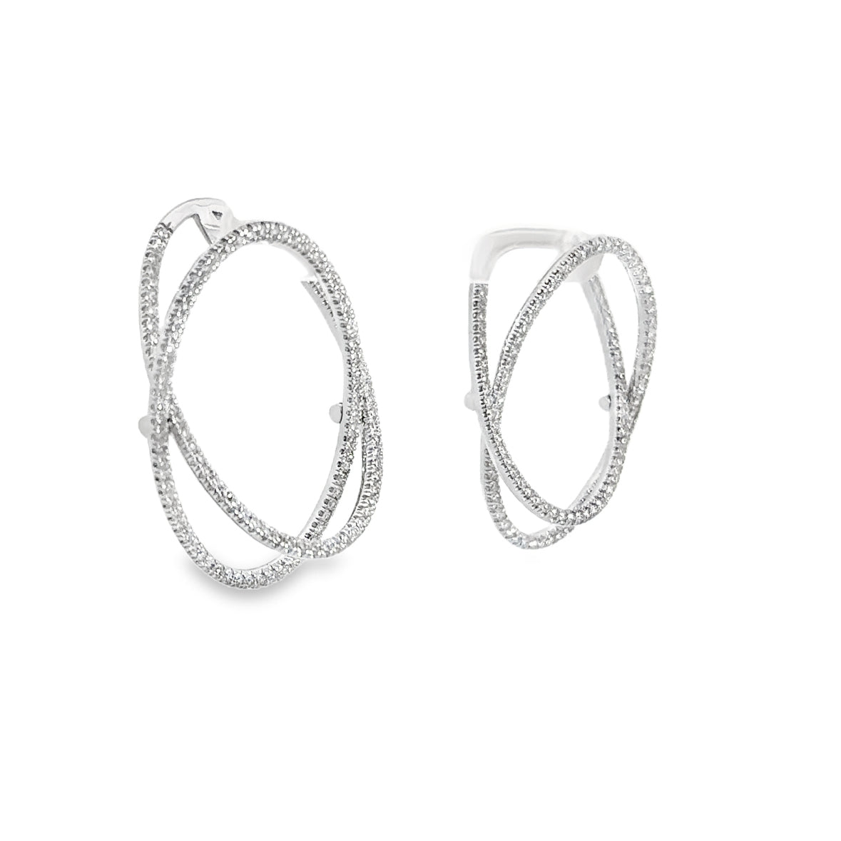 Kirkland Jewelry Estate | 14K White Gold Twisted Diamond Hoop Earrings