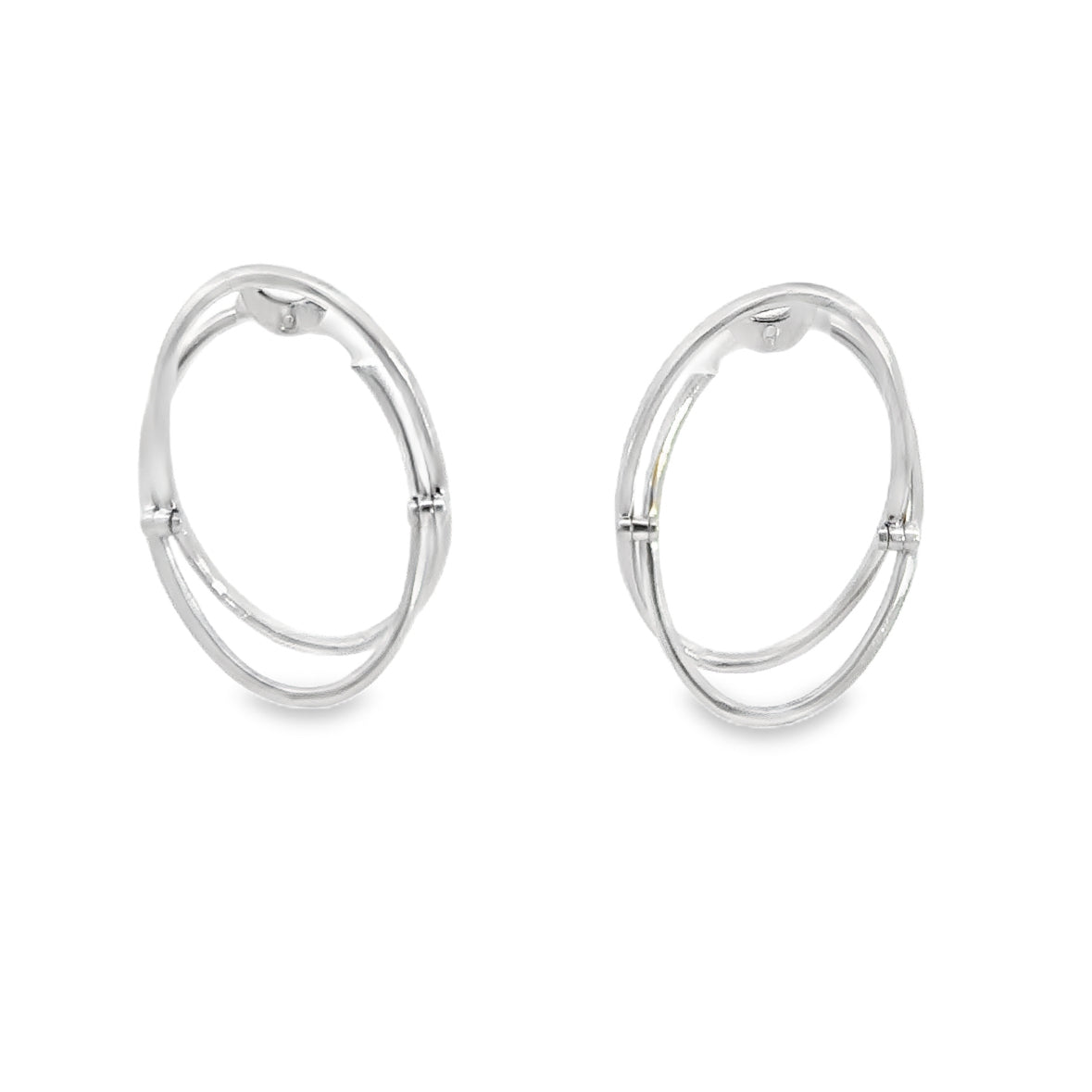 Kirkland Jewelry Estate | 14K White Gold Twisted Diamond Hoop Earrings