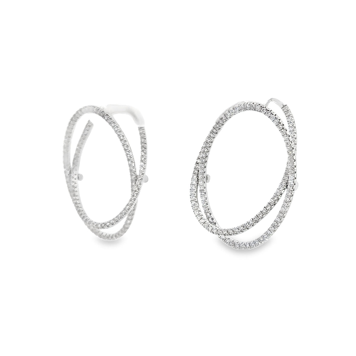 Kirkland Jewelry Estate | 14K White Gold Twisted Diamond Hoop Earrings