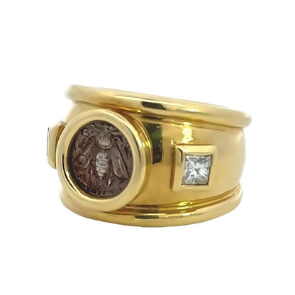 Kirkland Jewelry Estate | 18K Yellow Gold Set Ephesos Coin Ring