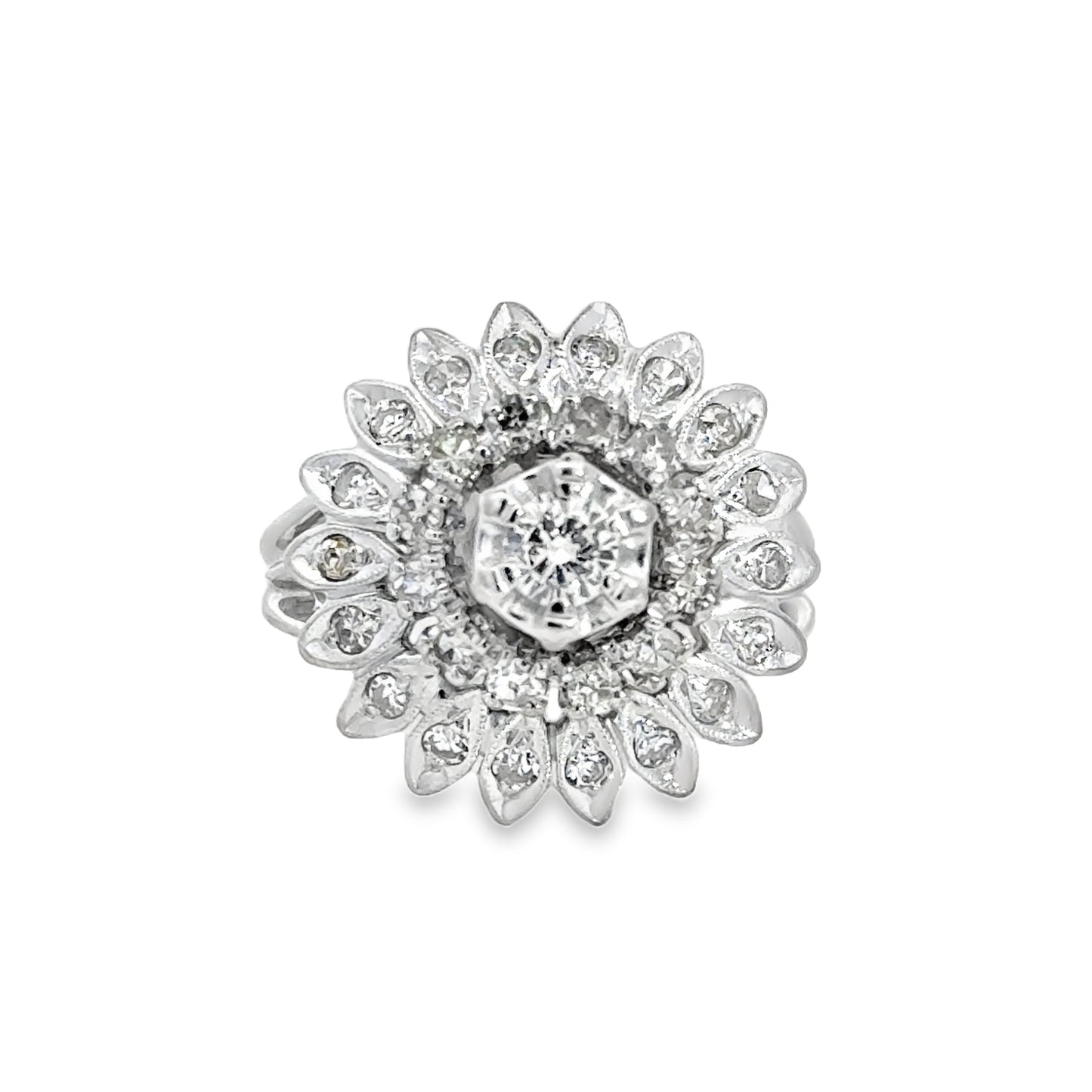 Kirkland Jewelry Estate | 14K White Gold Diamond Cluster Fancy Ring