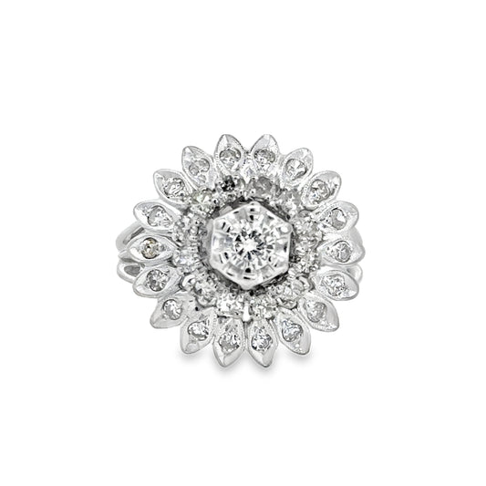 Kirkland Jewelry Estate | 14K White Gold Diamond Cluster Fancy Ring