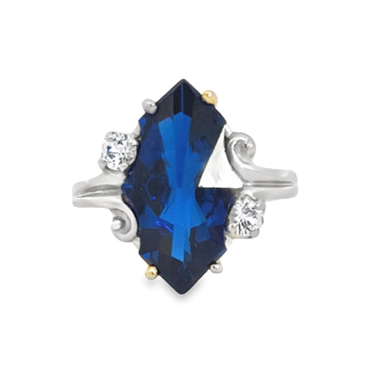 Kirkland Jewelry Estate | 10K White Gold Synthetic Sapphire Ring