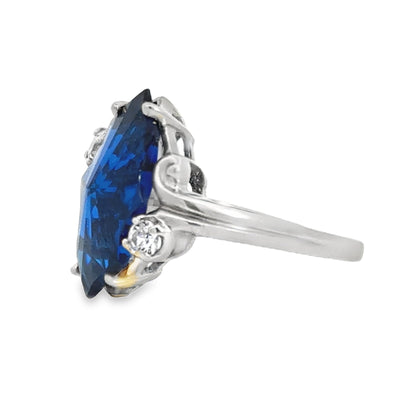 Kirkland Jewelry Estate | 10K White Gold Synthetic Sapphire Ring