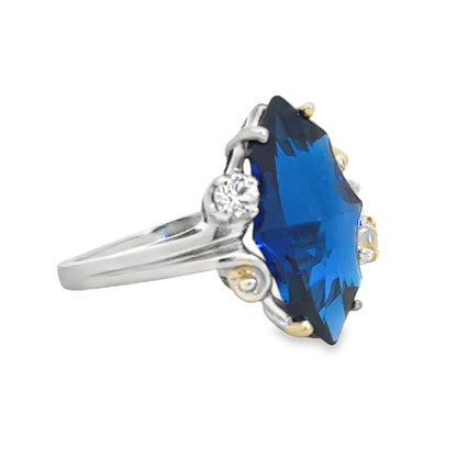 Kirkland Jewelry Estate | 10K White Gold Synthetic Sapphire Ring