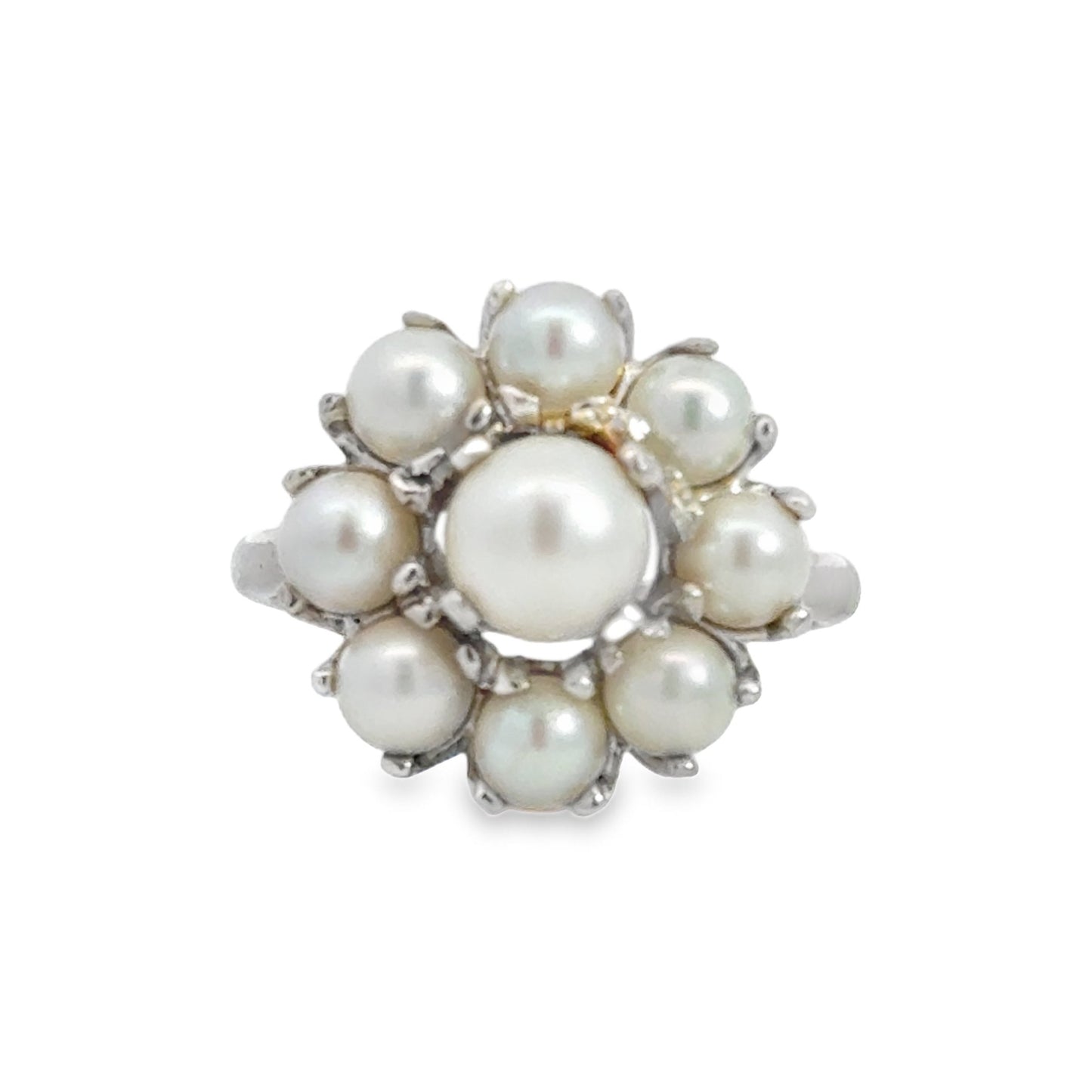 Kirkland Jewelry Estate | 10K White Gold Pearl Cluster Fancy Ring