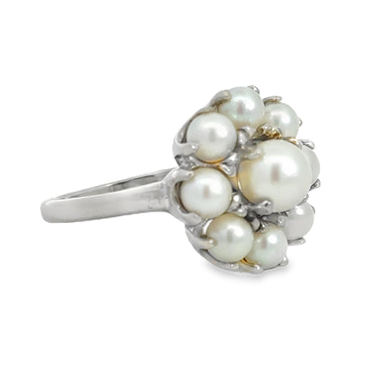 Kirkland Jewelry Estate | 10K White Gold Pearl Cluster Fancy Ring