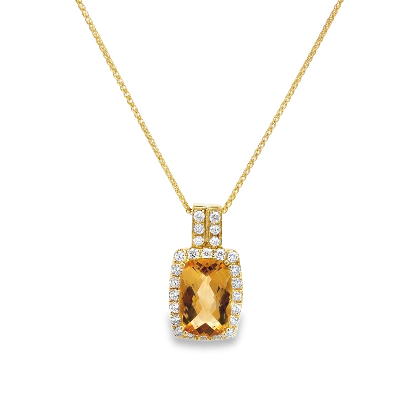 Kirkland Jewelry Estate | 14K Yellow Gold Diamond & Citrine Pendant Necklace