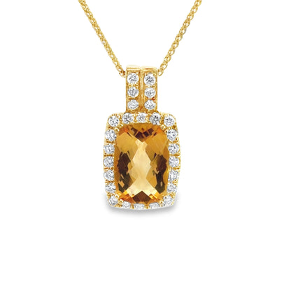 Kirkland Jewelry Estate | 14K Yellow Gold Diamond & Citrine Pendant Necklace