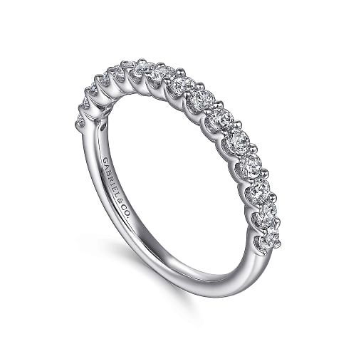 Gabriel & Co | Sorrento - 14K White Gold Shared Prong Set Diamond Wedding Band - 0.5 ct