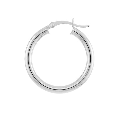 14K White Gold Polished Hoops