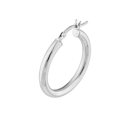 14K White Gold Polished Hoops