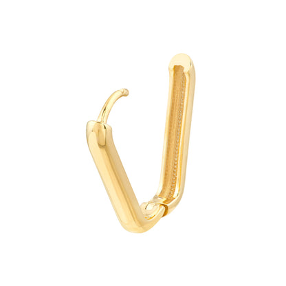 14K Yellow Gold Polished Oblong Mini Hoops