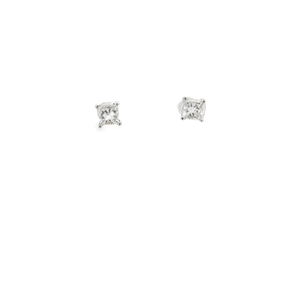 14K White Gold Princess Cut Diamond Earrings