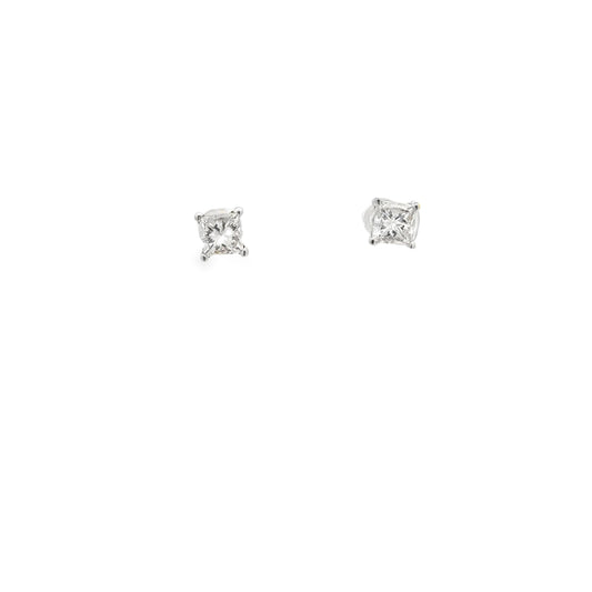 14K White Gold Princess Cut Diamond Earrings