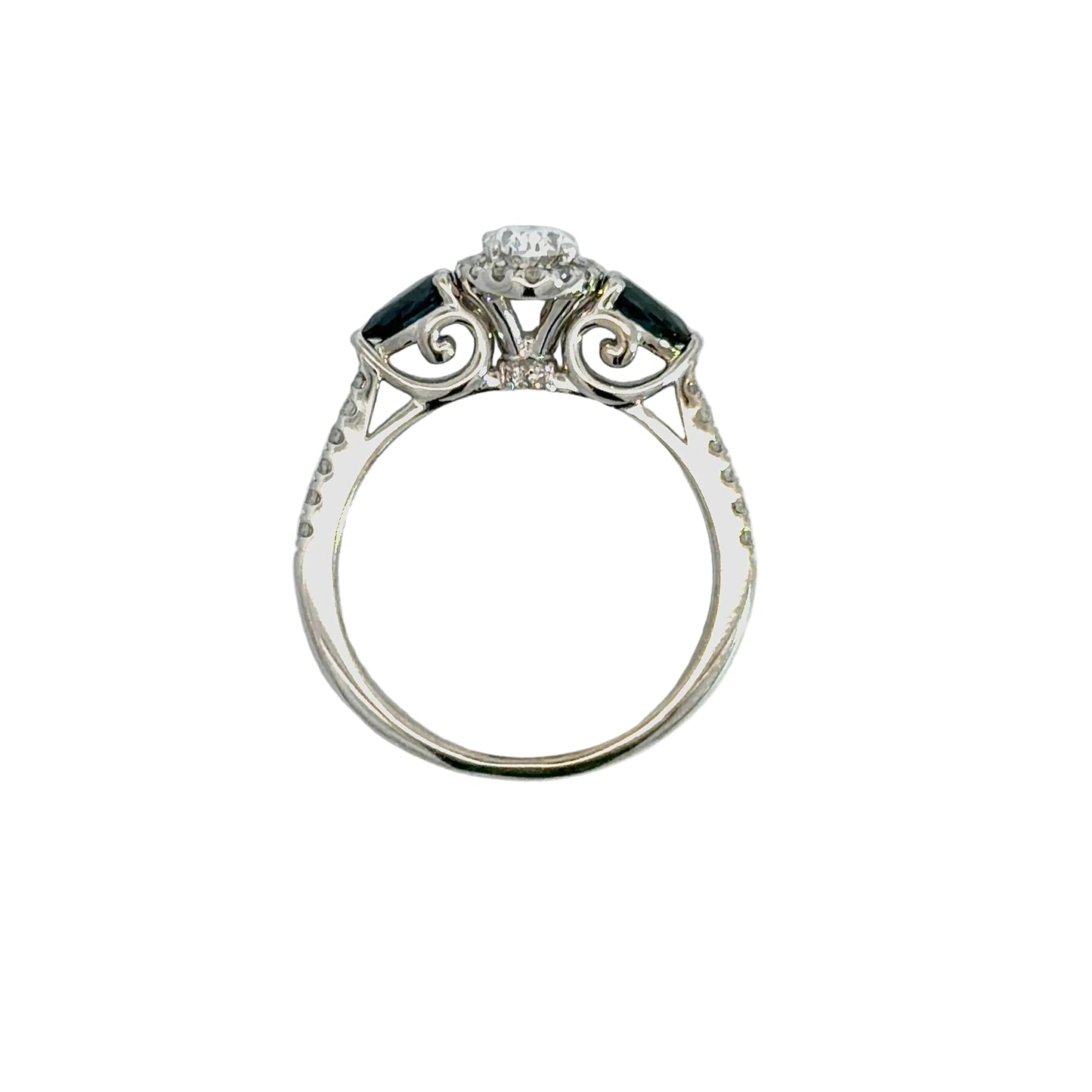 Kirkland Jewelry Estate | Ladies Diamond and Sapphire Three-Stone Engagement Ring