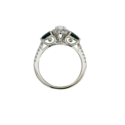 Kirkland Jewelry Estate | Ladies Diamond and Sapphire Three-Stone Engagement Ring