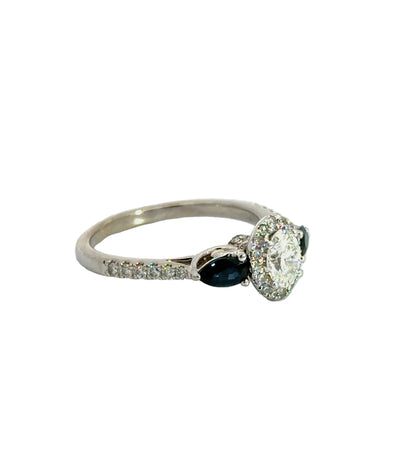 Kirkland Jewelry Estate | Ladies Diamond and Sapphire Three-Stone Engagement Ring