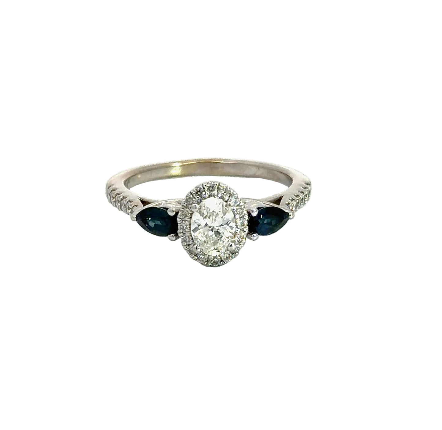 Kirkland Jewelry Estate | Ladies Diamond and Sapphire Three-Stone Engagement Ring