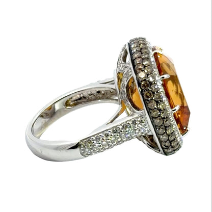 Kirkland Jewelry Estate | 18K White Gold Citrine and Diamond Ring