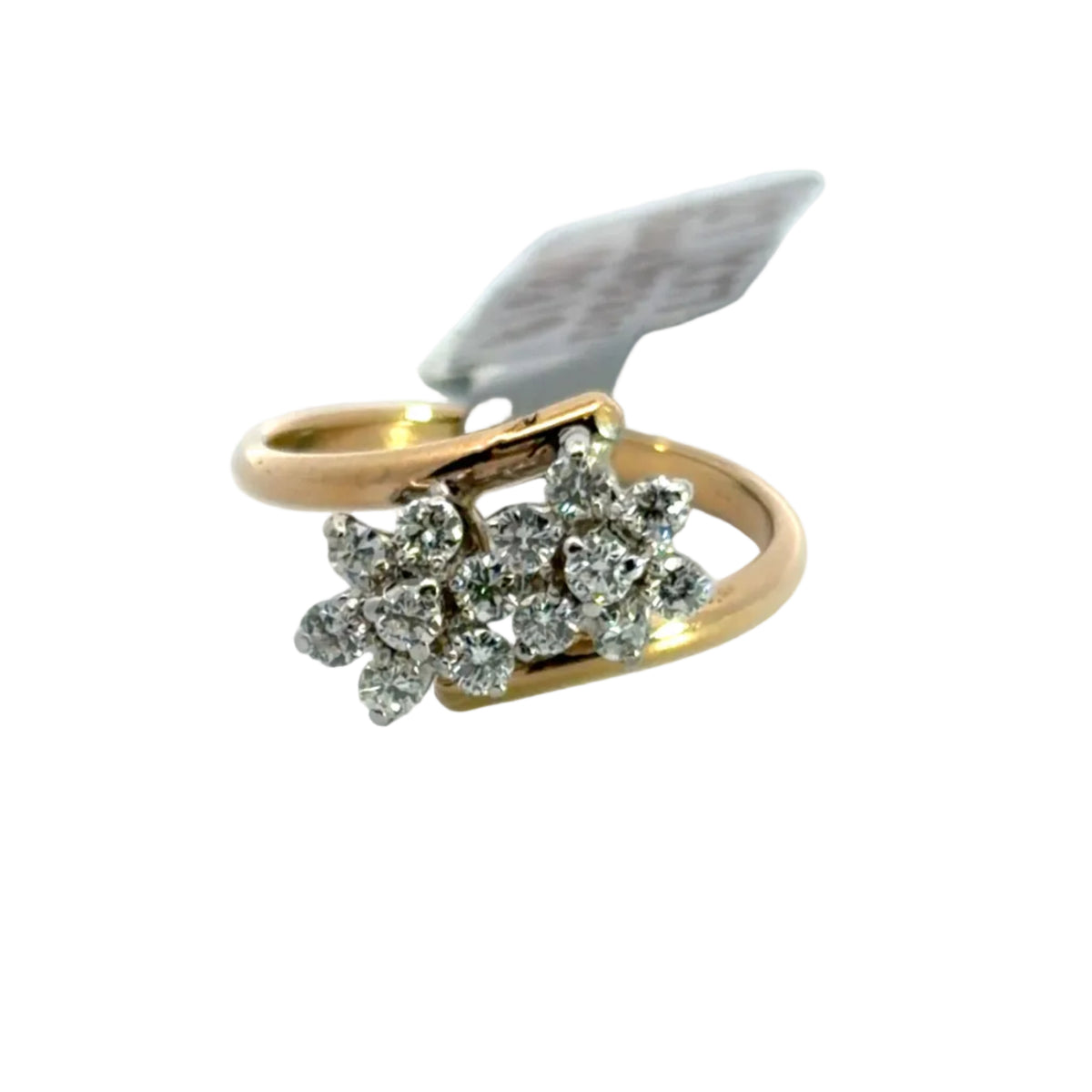 14K Yellow Flower Bypass Style Ring