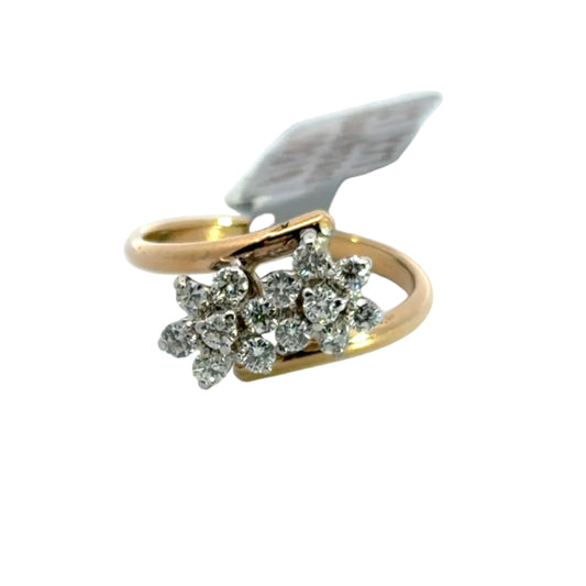 14K Yellow Flower Bypass Style Ring