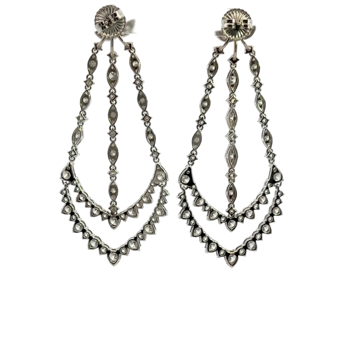 18K White Gold Hearts on Fire Chandelier Earrings