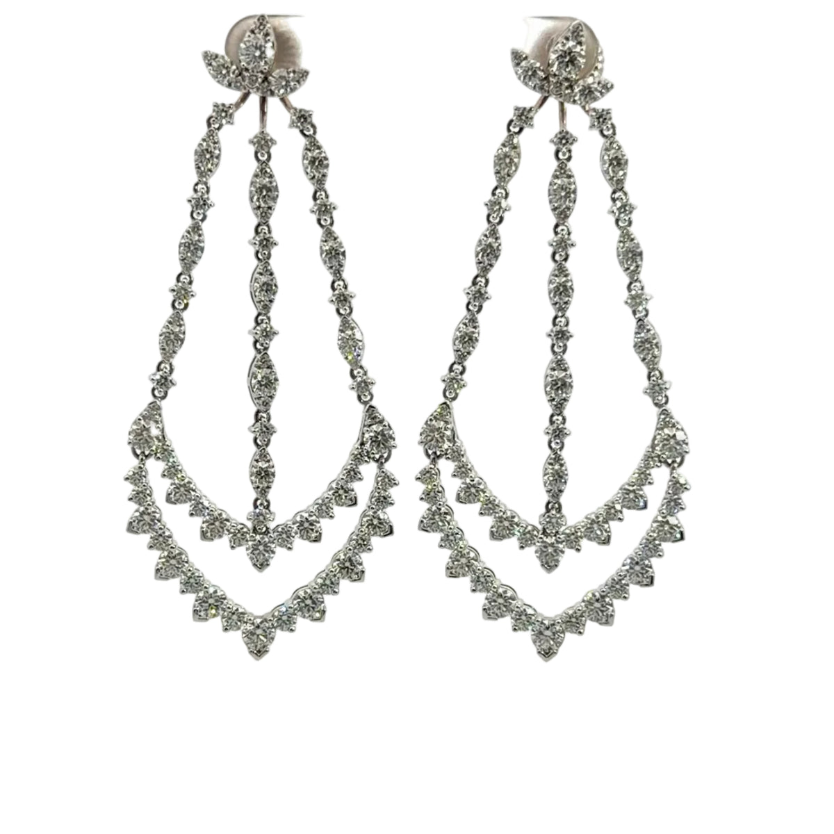 18K White Gold Hearts on Fire Chandelier Earrings
