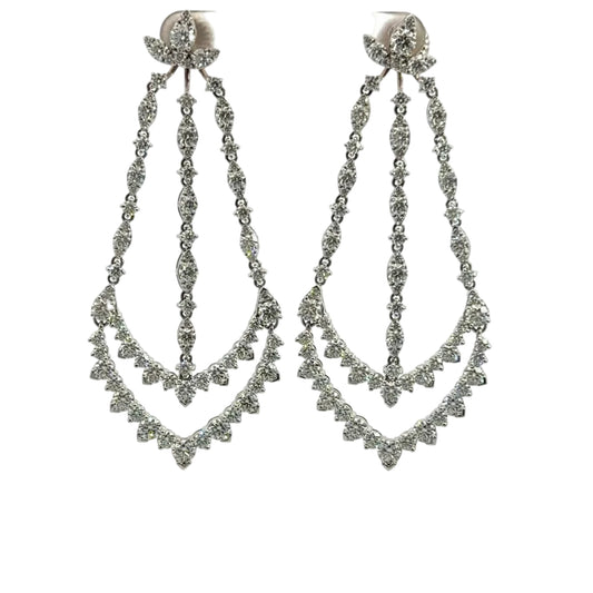 18K White Gold Hearts on Fire Chandelier Earrings