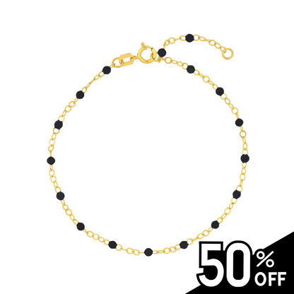 14K Yellow Gold and Black Enamel Piatto Bracelet