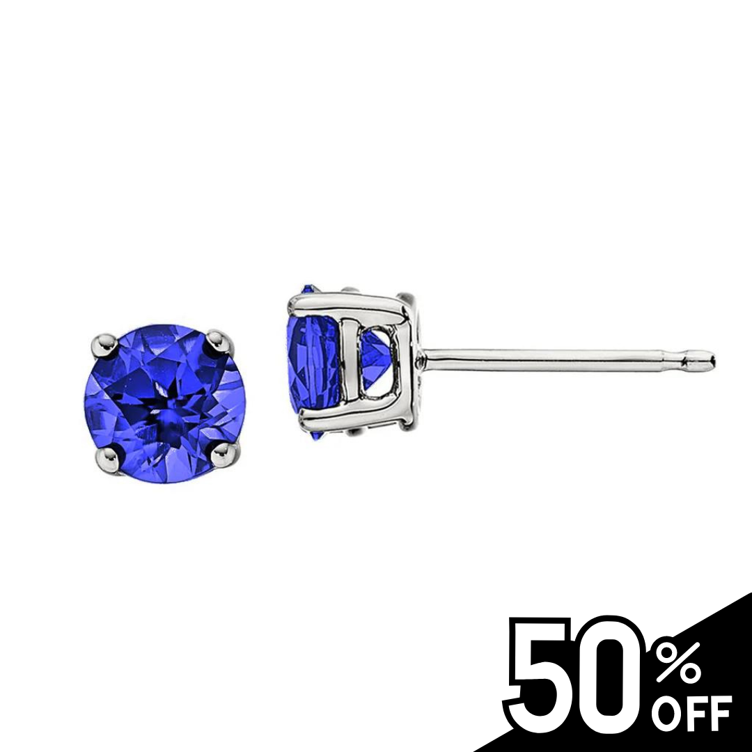 Classic Birthstone Stud Earrings with Sapphires