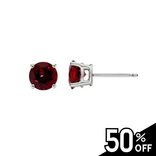 Classic Birthstone Stud Earrings with Garnet Gemstone