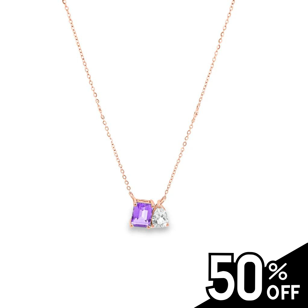 Two-Stone Amethyst and White Topaz Necklace